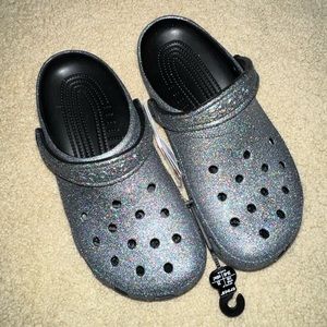 Croc Glitter II Clogs in Black (Holographic Glitter)